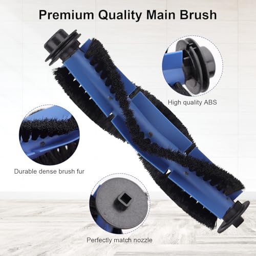 Sgizoku Replacement Parts for Eufy 11S Max, 15C Max, 30C Max, G30, G30 Edge & G30 Hybrid Robotic Vacuum Cleaner — 1 Roller Brush, 4 HEPA Filters, 4 Side Brushes