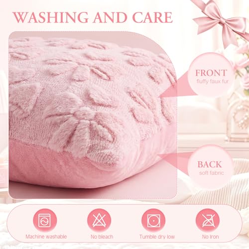 Mixweer 4-Pack Pink Bow & Plush Pillow Covers 18x18