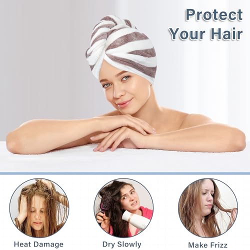 YiRayon Microfiber Hair Towel Wrap 2pcs - Super Absorbent Turban for Curly Long Hair