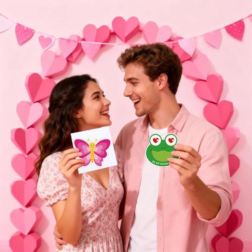 48PCS Kids Valentine's Day Cards with Envelopes & Stickers - Animal Designs