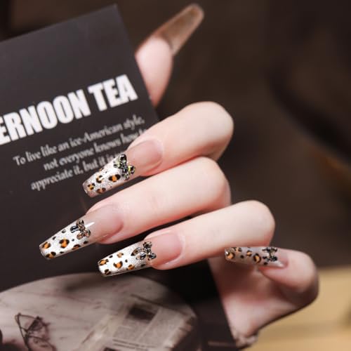 Clekspoye 3D Butterfly & Leopard Bow Nail Charms - 150Pcs Resin Art Jewels