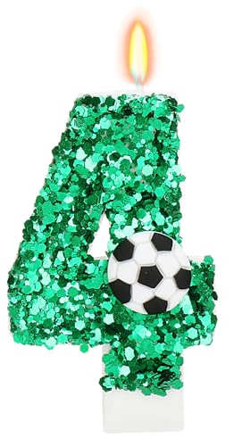 Number 4 Soccer Birthday Candle - 3 Inch Cake Topper for Sports Party