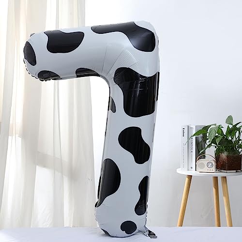 Giant Cow Print Number 7 Balloon for 7th Birthday Party