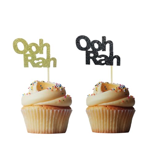 24 PCS Glitter Black Cupcake Toppers for Parties & Weddings