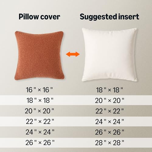 Amazon Basics Boucle Throw Pillow Covers, Brown, 16x16in, Pack of 2