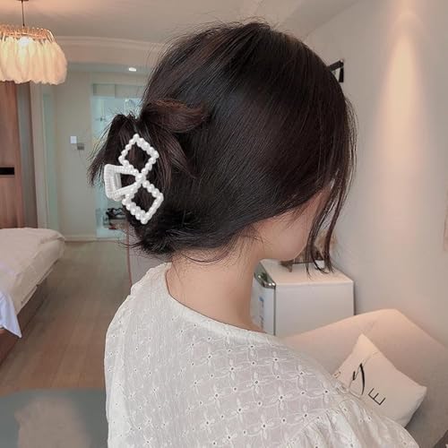 IVICOO Pearl Hair Claw Clips 4-Pack for Thin and Thick Hair Styling