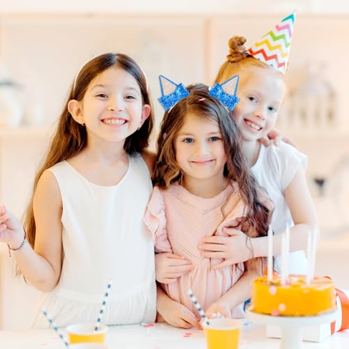 Blue Dog Ears Hair Clips with Bows Costume Barrettes for Kids
