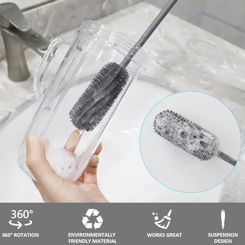 15.7" Extra Long Silicone Bottle Brush - Gray for Narrow Neck Bottles