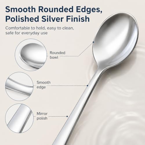 JUNKEBO 6PCS Stainless Steel Coffee Spoons - 7.1" Long Handle