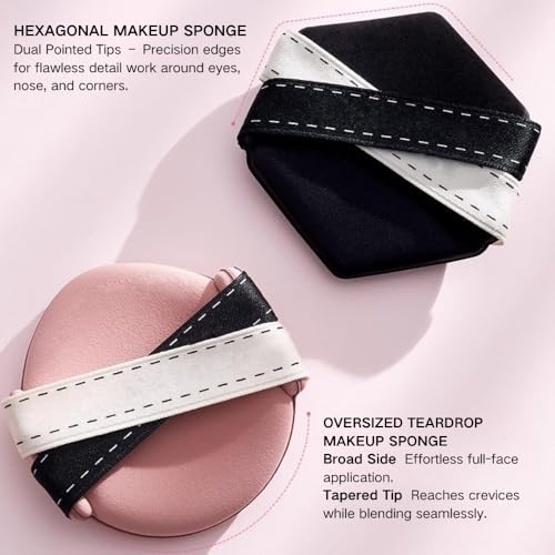 QNZLIGHT 3 Pack Makeup Sponges for Liquid Foundation & Concealer