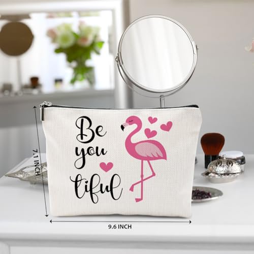 Pink Flamingo Makeup Bag Large Capacity Travel Cosmetic Toiletry Pouch