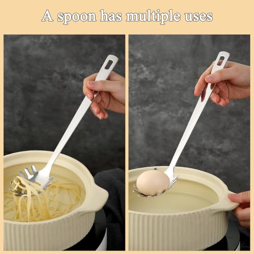 ReaNea Stainless Steel Spaghetti Spoon - Silver, Ergonomic & Dishwasher Safe