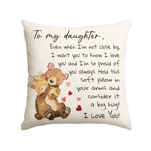 Daughter Throw Pillow Cover 18x18 - Christmas Gift for Her