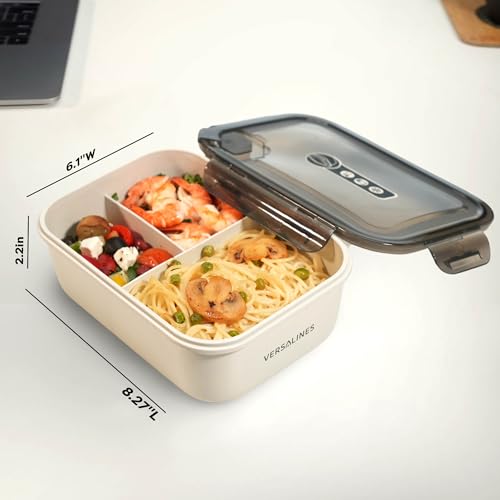 Versalines 3 Compartment Bento Box - Microwave & Dishwasher Safe Lunch Container