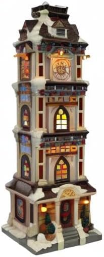 Moments In Time Lighted Christmas Clock Tower - 14.5” Hand-Painted Polyresin Holiday Décor