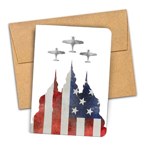 Patriotic Military Greeting Card with American Flag Design - 7x5