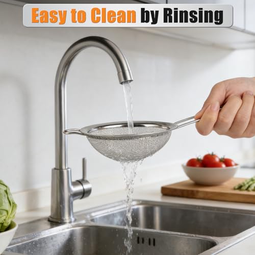 Ninsula 4-Piece Stainless Steel Fine Mesh Strainer Set with Long Handles