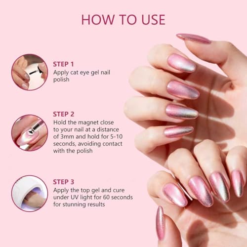 NIQZOPA 3-in-1 Cat Eye Magnet Nail Art Tool - Double-Head Strong Magnetic Pen for Gel Polish