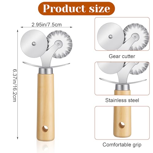 Sibba Double Wheel Ravioli & Pastry Cutter with Wooden Handle