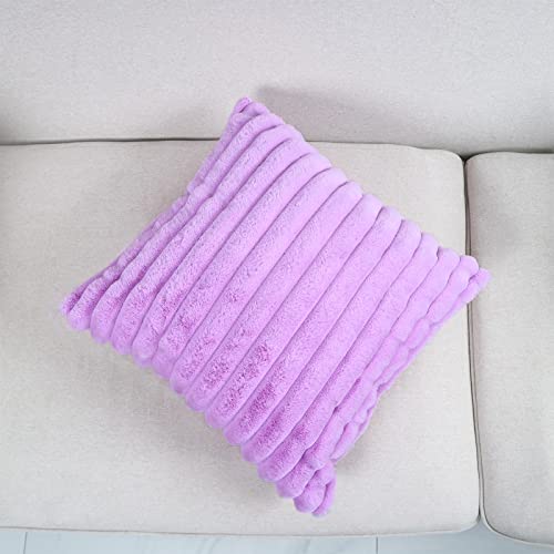 Hodeco Purple 18x18 Inch Faux Fur Throw Pillow Cover Double Sided Plush Cushion