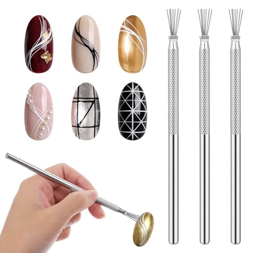 7-Pin Stainless Steel Nail Art Liner Pens & Drawing Tools 3-Pack
