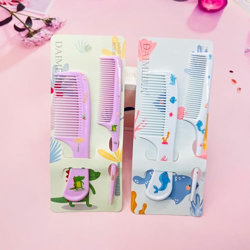 Lyaiwever Baby Hair Comb Set 2-Piece Mini Fine Tooth and Rat-Tail Combs Blue