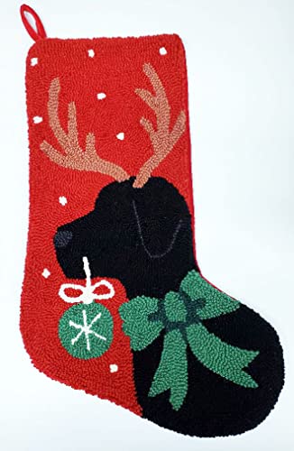 Black Labrador Retriever Christmas Wool Stocking 21 Inch Holiday Decor