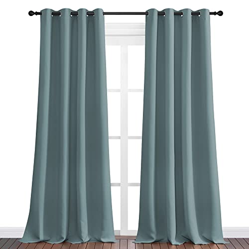 NICETOWN Greyish Blue Blackout Curtains - 2 Panels 55" x 90"