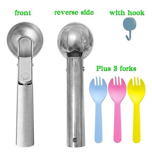Large Stainless Steel Ice Cream Scoop with Trigger Handle - 1pc