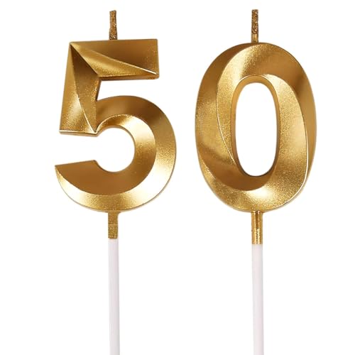 Elegant Gold 50th Birthday Candles – Premium Cake Decorations