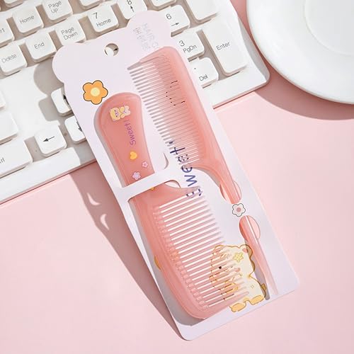 Jeletonp Mini Hair Comb Set - Cute Pink Fine Tooth and Rat Tail Combs