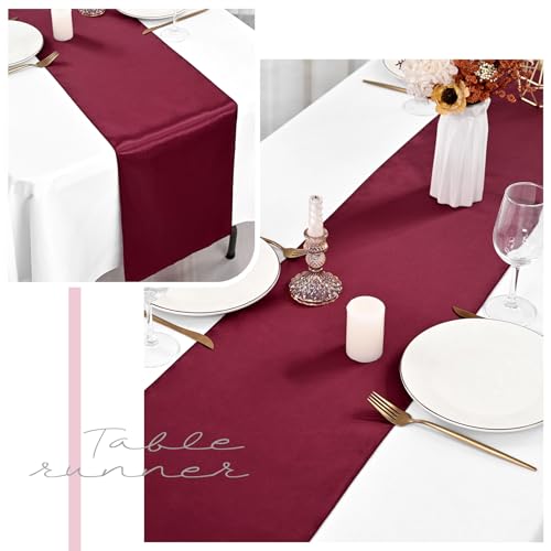 Burgundy Satin Table Runner 20 Pack 30 x 275 cm for Weddings & Parties