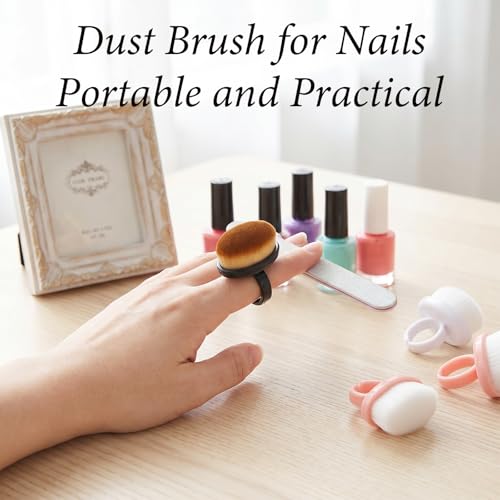 HJZHII Wearable Ring Nail Dust Brush Soft Bristle Manicure Tool 4Pcs