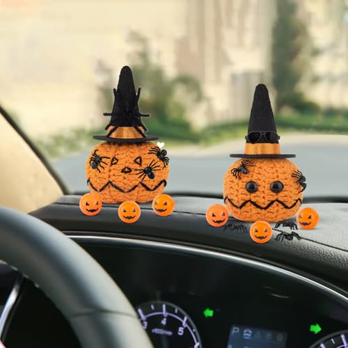 Handmade Halloween Knitted Pumpkin with Spider Hat & Sunglasses