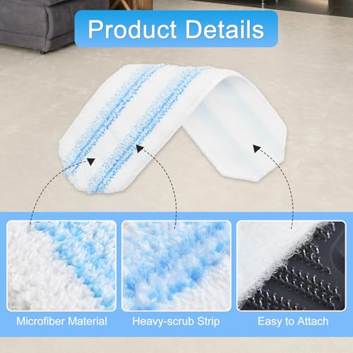 Aiyiried 3-Pack Microfiber Mop Replacement Pads for O-Cedar H2Pro Flat Mop System