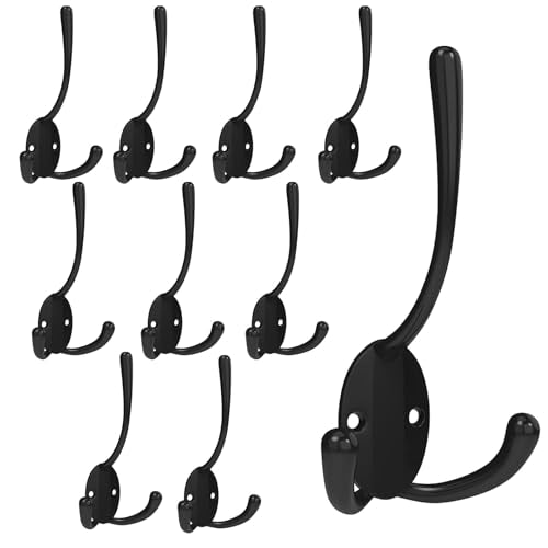 Heavy Duty Coat Hooks - 10 Pack Metal Wall Hooks for Hanging
