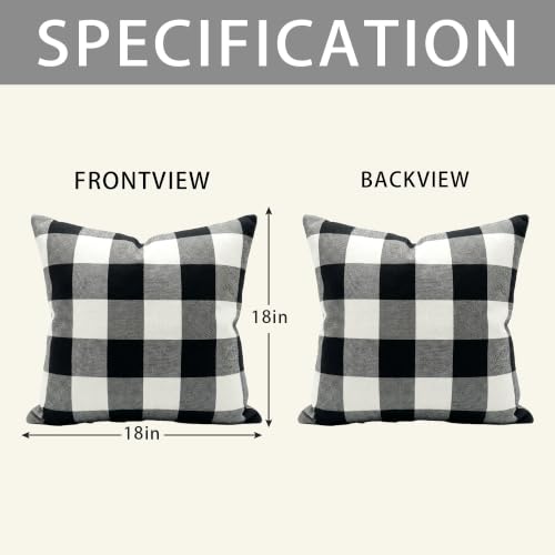 Hexagram Black and White Buffalo Check Throw Pillow Covers - Set of 2, 18x18