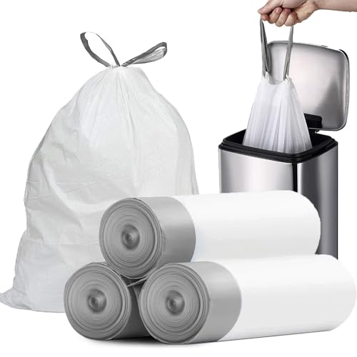 PACCOLYN 4 Gallon Small Trash Bags with Drawstring, 57 Count White Liners