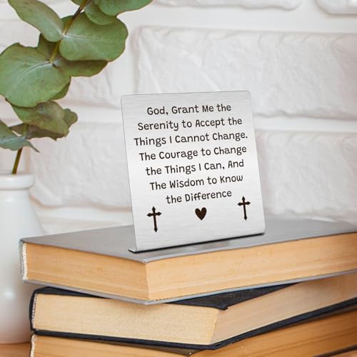 Serenity Prayer Stainless Steel Plaque Christian Inspirational Decor Sign