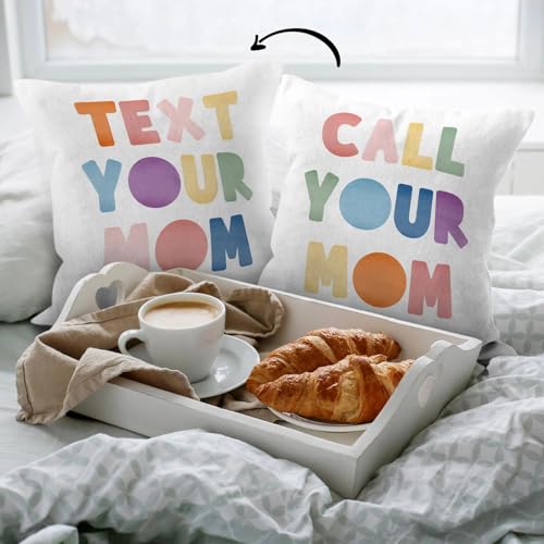 Funny Colorful Call Your Mom Pillow Cover 18x18 for Dorm & Home