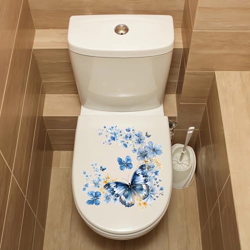 Blue Butterflies Flower Wall Art Stickers - 2 Sheets of Removable Decor