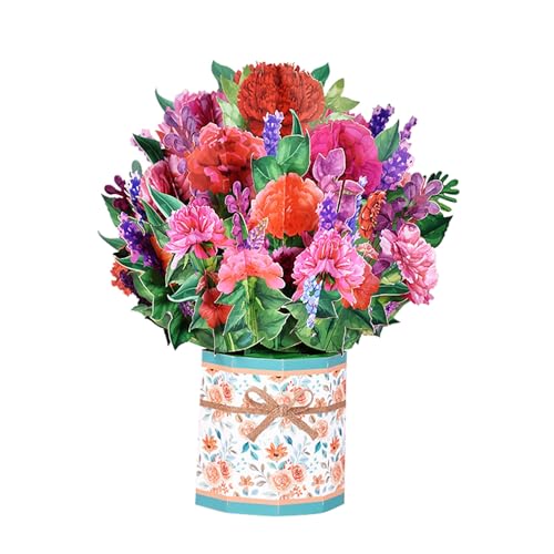 3D Pop Up Flower Bouquet Greeting Card with Envelope for Mom