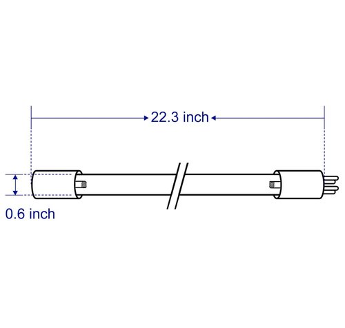 HQUA-OWS-6L 25W Germicidal Tube, 4-Pin Base, Water Purifier Replacement Source for 6 GPM Water Disinfection System, 2 Pack