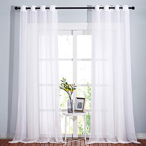 NICETOWN White Sheer Curtains 54"W x 135"L (Pack of 2) - Long Grommet Window Treatments