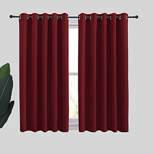 NICETOWN Burgundy Red Blackout Curtains 70x54 Inch Pack of 2 Thermal Insulated Drapes