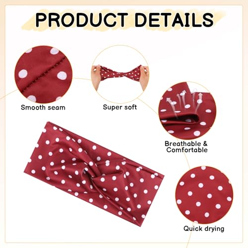 ZhouBoat 6Pcs Polka Dot Headbands for Women Non Slip Elastic Hair Bands