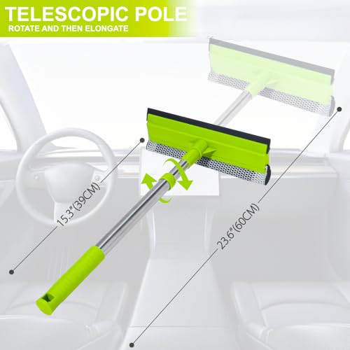 Retractable Stainless Steel Window Squeegee & Shower Glass Cleaner - 2-in-1 Car & Home Glass Tool