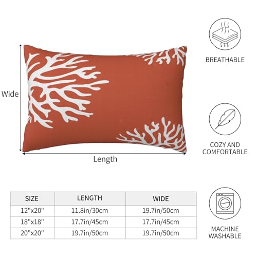 Coral Lumbar Throw Pillow Covers 12x20 - Set of 2 Ocean Pink