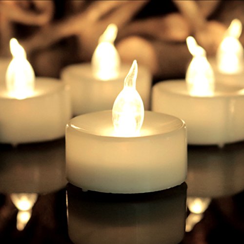 12-Pack LED Flameless Tea Lights with Timer - Warm White, Flickering, Battery Operated for Holiday & Party Decor