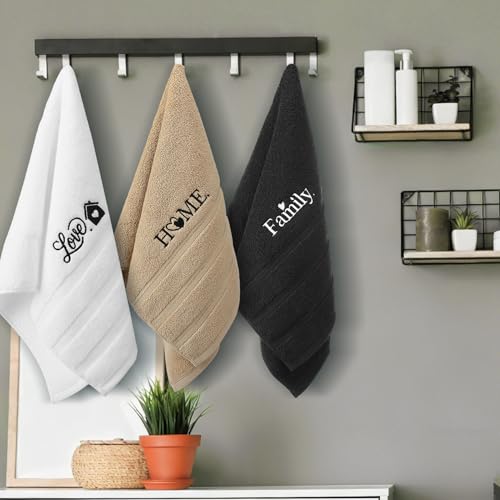 3-Pack Cotton Embroidered Hand Towels - Rustic Farmhouse Home Decor